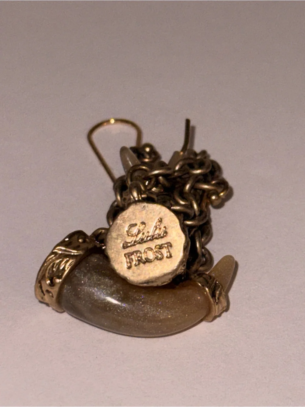 Lulu Frost Gold-Trimmed Brown Horn Drop Earrings
